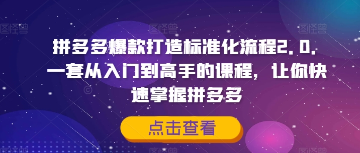拼多多爆款打造標準化流程2.0，一套從入門到高手的課程，讓你快速掌握拼多多插圖